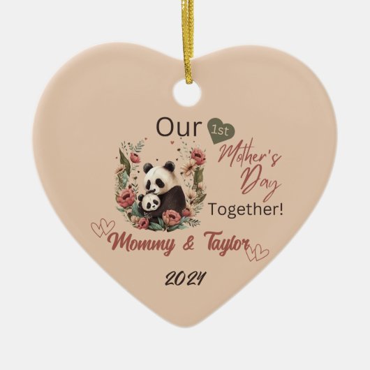 Panda en baby, onze eerste Moederdag samen Keramisch Ornament (Voorkant)