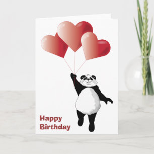 Panda en ballonnen Verjaardag Kaart