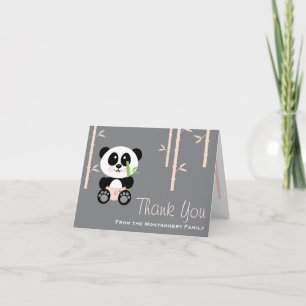 Panda en bambou rose dans le Merci de Baby shower 