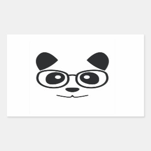 Panda en bril rechthoekige sticker