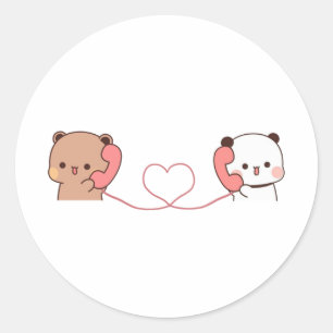 Panda en Brownie Beer Couple Ronde Sticker