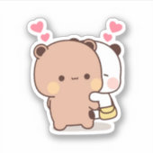 Panda en Brownie Beer Couple Sticker (Voorkant)