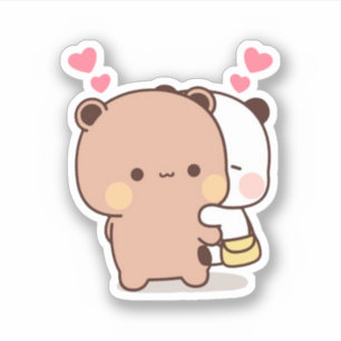 Panda en Brownie Beer Couple Sticker