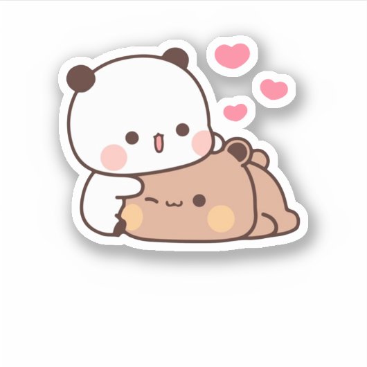 Panda en Brownie Beer Couple Sticker (Voorkant)