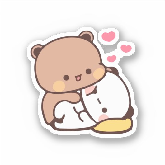 Panda en Brownie Beer Couple Sticker (Voorkant)