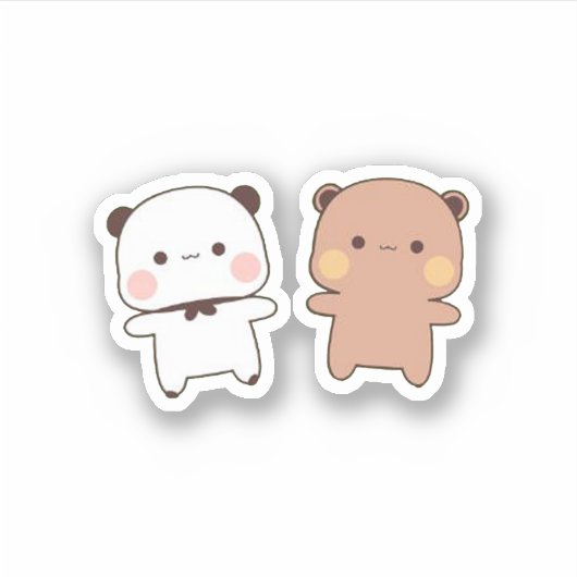 Panda en Brownie Beer Couple Sticker (Voorkant)