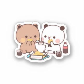 Panda En Brownie Beer Genieten Lunch Sticker