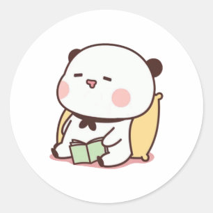 Panda En Brownie Beer Paar Doze Ronde Sticker