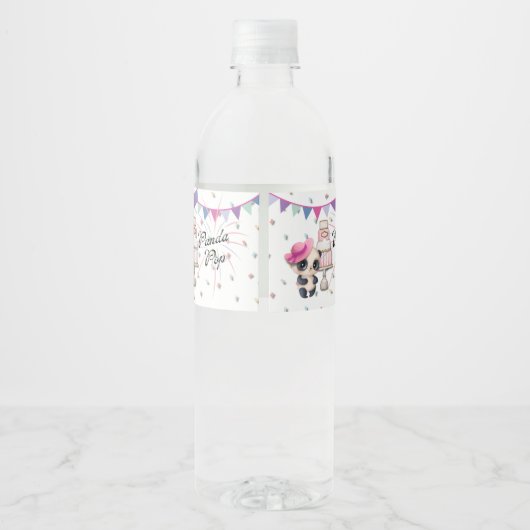 Panda en Casquette rose | Panda Pop Étiquettes de (Dos)