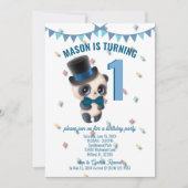 Panda en chapeau - Invitation d'anniversaire perso (Devant)