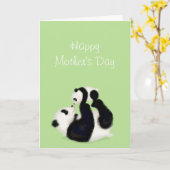 Panda- en cub-Moederdag Kaart (Gele Bloem)