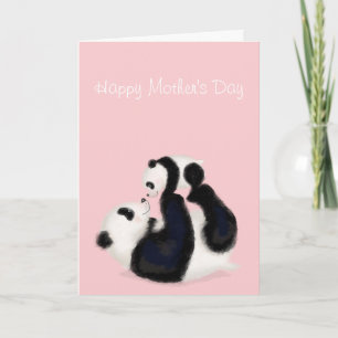 Panda- en cub-Moederdag (roze) Kaart