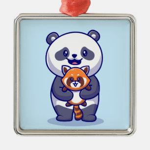 Panda en Fox Metalen Ornament