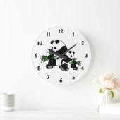 Panda en grandissant Nombres noirs Grande horloge (Maison)