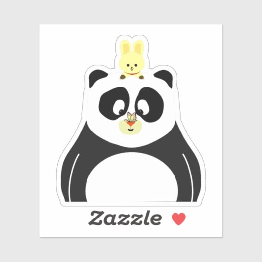 Panda en konijn sticker (Vel)