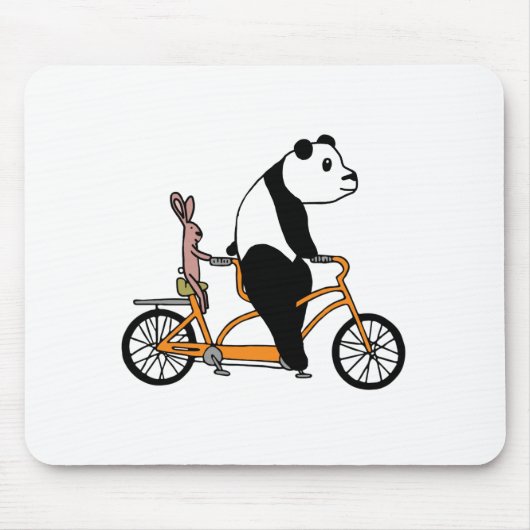 Panda en Rabbit Biking Tandem Bicycle Kinder Muismat (Voorkant)