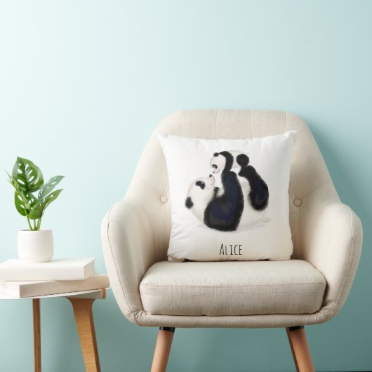 Panda en tapir gepersonaliseerd kind kussen (Stoel)