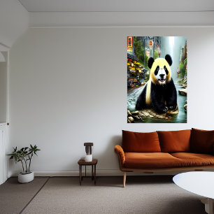 Panda en water in de stad   AI Art Poster