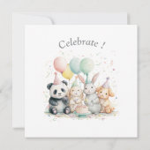 Panda et amis anniversaire & fête Invitation (Dos)