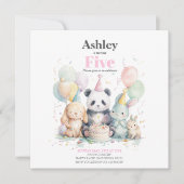 Panda et amis anniversaire & fête Invitation (Devant)