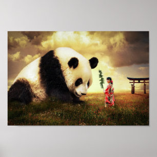 Panda et femme poster