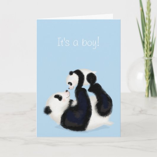 Panda et petit "C'est un garçon" nouvelle carte bé (Devant)