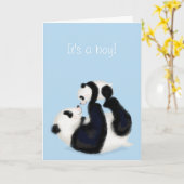 Panda et petit "C'est un garçon" nouvelle carte bé (Fleur jaune)