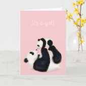 Panda et petit "C'est une fille" nouvelle carte bé (Fleur jaune)