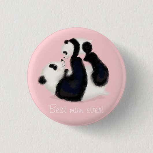 Panda et petit "Meilleure maman jamais" badge (Devant)