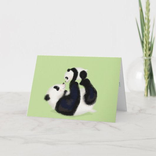 Panda et petit nouvelle carte bébé (Devant)