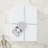 Panda étiquettes cadeaux rayées (Avec de laficelle)
