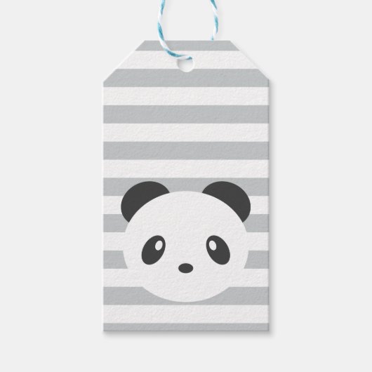 Panda étiquettes cadeaux rayées (Devant)