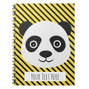 Panda Face Black en White Beer Gellow Custom Text Notitieboek