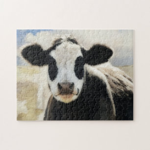 Panda Face Cow Art Farm Style Fun Puzzle