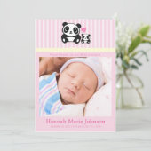 Panda Faire-part de naissance - Rose (Debout devant)