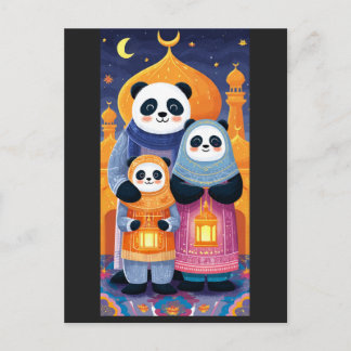 Panda-familie viert Eid Milad Un nabi Briefkaart