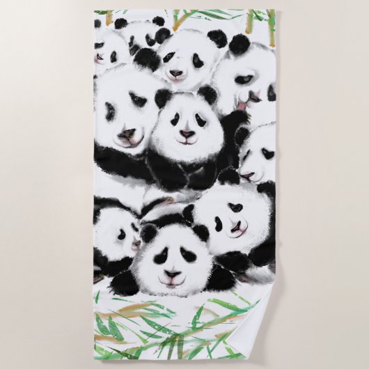 Panda Family Funny Beach Serviette (Devant)