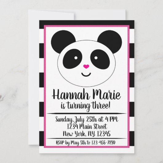 Panda fêté Anniversaire Invitation (Devant)