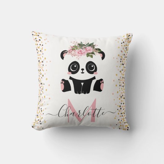  panda flormonogram gepersonaliseerd met gooi pi kussen (Voorkant)