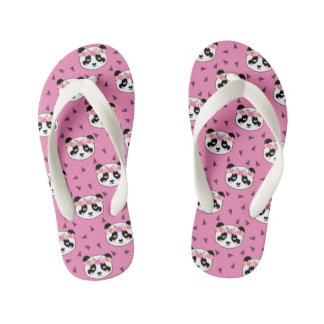 Panda Flowers Flips Flops - Kute girale bloemen Kinder Teenslippers