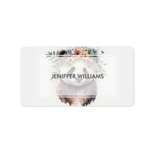 Panda Flowers Watercolor                     Etiket (Voorkant)