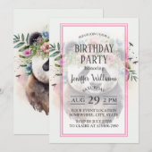 Panda Flowers Watercolor                    Kaart (Voorkant / Achterkant)