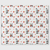 Panda fofo com morango cadeaupapier (Vlak)