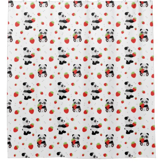 Panda fofo com morango douchegordijn (Voorkant)