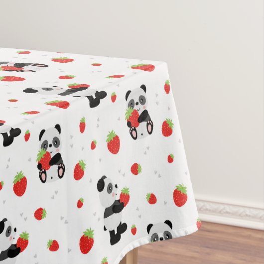 Panda fofo com morango tafelkleed (Voorbeeld)