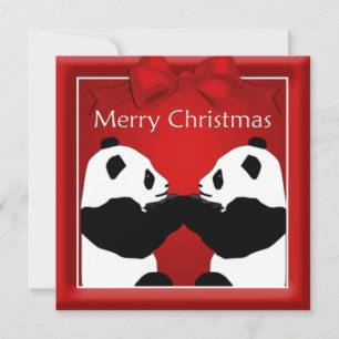 Panda Friends Couple kerstgroet Feestdagenkaart
