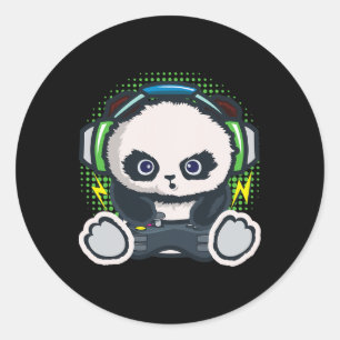 Panda-game shirt jongens meisjes kinderen gamer ca ronde sticker