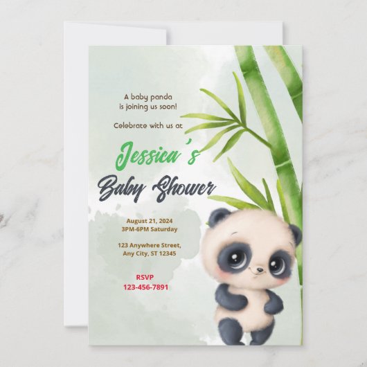 Panda Garden Baby shower Kaart (Voorkant)