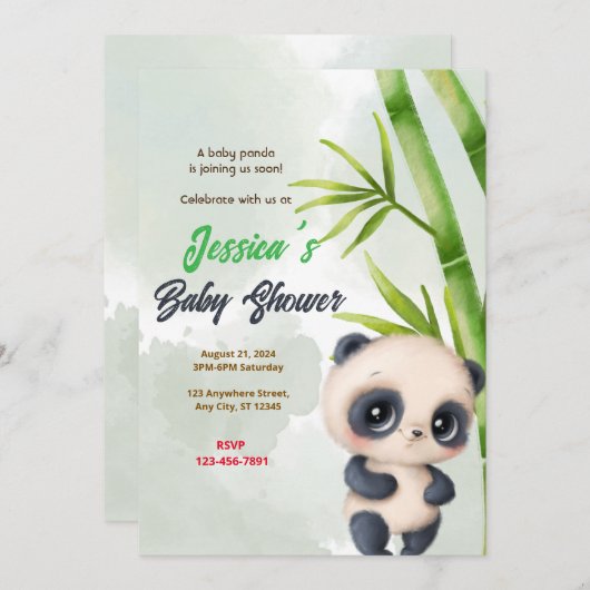 Panda Garden Baby shower Kaart (Voorkant / Achterkant)