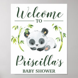 Panda Genderneutraal Baby shower Welkom Poster